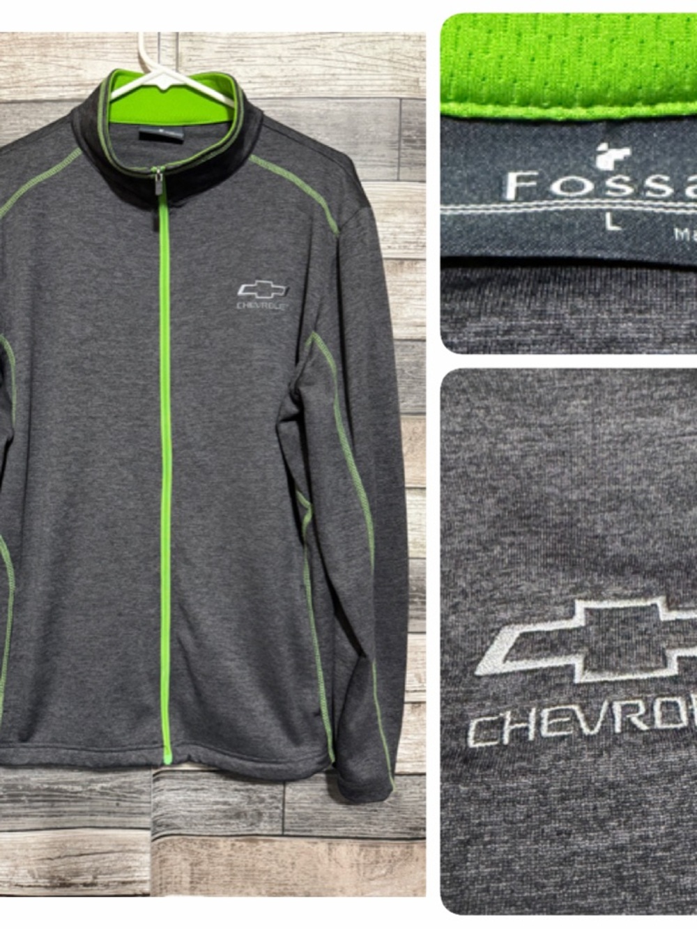Fossa Chevrolet Full Zip Jacket Men’s L Gray Embroidered